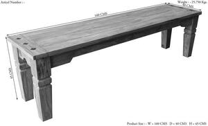 LEEDS #55 Panca in legno di sheesham - oliato / grigio 160x40x45