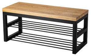 Panca industriale in metallo e legno di quercia SHELF WOOD – LOFT