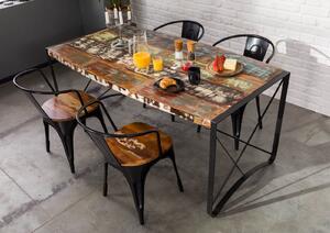 Tavolo da pranzo in legno di Legno riciclato 150x90x76 multicolore laccato INDUSTRIAL #50