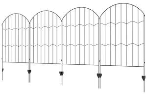 Outsunny Recinzione Esterna a 4 Pannelli i Acciaio Nero con 8 Picchetti da Terra, 348x110 cm