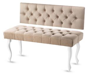 Panca con pannello murale trapuntato CHESTERFIELD LATTE