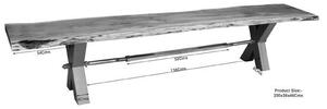 IRON LABEL #147 Panca in legno di acacia - laccato / grigio 200x38x46