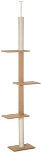 PawHut Albero Tiragraffi per Gatti a 4 Livelli con Altezza Regolabile, Marrone, 43x27x228-260cm