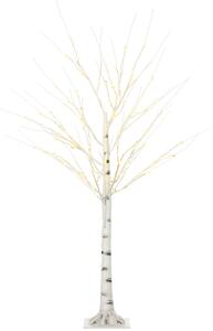 HOMCOM Albero di Natale Bianco con Luci LED e 12 Rami per Interni ed Esterni, in PP e Metallo, 22x22x150 cm