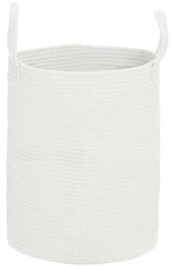 HOMCOM Cesto Portabiancheria da 36L Portatile e Pieghevole con Manici in Cotone Naturale, Ø38x45 cm, Crema