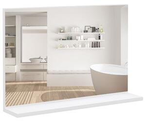 Kleankin Specchio Bagno da Parete con Mensola Design Moderno e Multiuso, 60x12x40 cm, Bianco