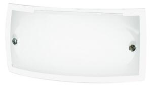 Applique Vetro Bianco Lucido Bordo Trasparente Lampada da Parete Moderno E27 Ambiente I-180/00812