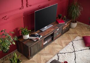TAMBORA #874 Mobile TV in legno di sheesham - oliato / strong grey 205x50x45