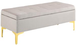 HOMCOM Panca Fondo Letto in Tessuto Vellutato con Vano Contenitore, Gambe in Metallo Dorato e Piedini Antiscivolo, 120x44x44.5cm, Grigio Chiaro|Aosom