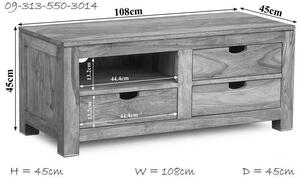 Mobile TV legno sheesham - oliato / grigio 108x45x45 NATURE GREY #0114