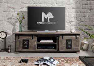 Mobile TV in legno di Mango 160x45x50 grigio scuro laccato RAILWAY #201