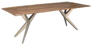 FREEFORM 4 Tavolo da pranzo in legno di acacia - laccato natur / gambe in ferro - argento mat 140x90x76