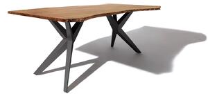 FREEFORM 4 Tavolo da pranzo in legno di acacia - laccato natur / gambe in ferro - antracite mat 140x90x76