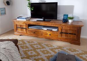 Mobile TV in legno di Acacia 200x45x55 miele dorato laccato OXFORD #0326