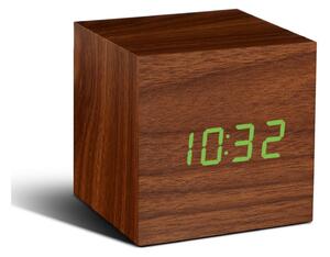 Orologio sveglia marrone con display a LED verdi Cube Click - Gingko