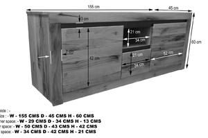 Mobile TV in legno di Quercia Selvatica/ Cerro 155x45x60 quercia naturale oliato MONTREUX #314