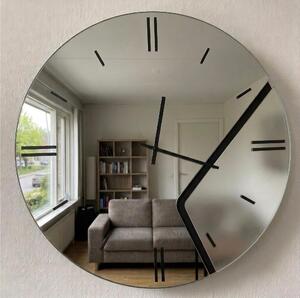 Orologio Da Muro 60 cm UTOPIA Struttura, a specchio e mezzaluna in cristallo satinato Bianco Diametro 60 cm lancette in metallo numeri e lancette colore nero pastello