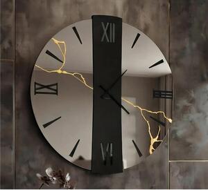 Orologio Da Muro BIG 80 cm VEGA KINTSUGI Struttura, a specchio Fum� A Specchio Diametro 80 cm decoro in foglia oro, lancette in metallo numeri e specchio di colore Nero Fum�