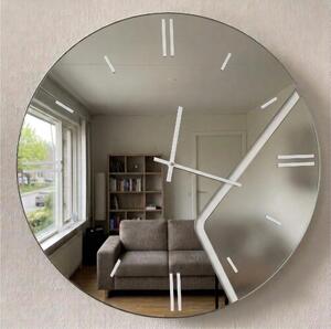 Orologio Da Muro 60 cm UTOPIA Struttura, a specchio e mezzaluna in cristallo satinato Bianco Diametro 60 cm lancette in metallo numeri e lancette colore bianco pastello