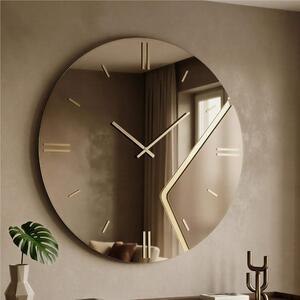 Orologio Da Muro 60 cm UTOPIA Struttura, a specchio Bronzato e mezzaluna in cristallo satinato Diametro 60 cm lancette in metallo numeri e lancette colore Oro Metallizzato