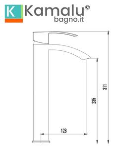 Miscelatore lavabo alto design curvo in ottone cromato | Lison-LA - KAMALU