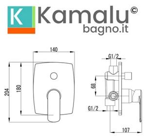 Miscelatore doccia cromato design a muro con deviatore | Lara-910DD - KAMALU