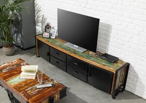 Mobile TV in legno di Legno riciclato 208x43x55 multicolore laccato INDUSTRIAL #106