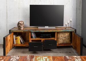 Mobile TV in legno di Legno riciclato 178x43x55 multicolore laccato INDUSTRIAL #105
