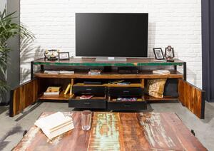 Mobile TV in legno di Legno riciclato 238x43x70 multicolore laccato INDUSTRIAL #107
