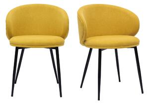 Sedie design in tessuto effetto velluto giallo senape e metallo nero (set di 2) ROSALIE