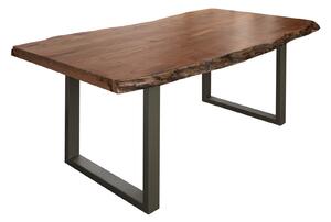 FREEFORM 5 Tavolo da pranzo in legno di acacia - laccato natur / gambe in ferro - argento mat 180x90x77