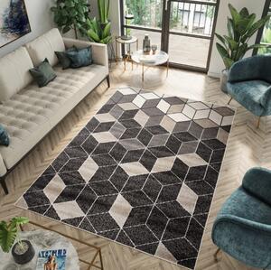 Tappeto a pelo corto tappeto soggiorno design linee geometriche grigio
