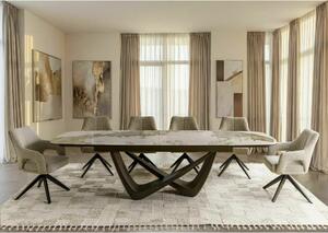 Tavolo MARANELLO Ceramic allungabile effetto marmo bianco e rame 200-290×98 cm