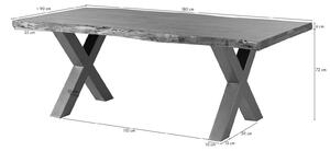 Tavolo da pranzo in legno acacia - laccato marrone / ferro X - argento mat 180x90x77 FREEFORM 5