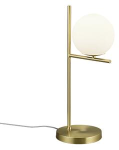 Trio Leuchten - Lampada da tavolo Art Deco Oro I Ottone con vetro opalino - Flore I Soggiorno I Camera da letto - Acciaio Oblungo I Rotondo - LED adatto E14