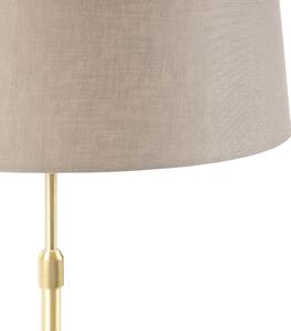 Lampada da tavolo oro / ottone con paralume in lino taupe 35 cm - Parte
