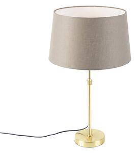 Lampada da tavolo oro / ottone con paralume in lino taupe 35 cm - Parte