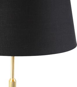 Lampada da tavolo oro / ottone con paralume nero con oro 32 cm - Parte