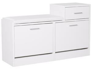 Homcom Scarpiera Salcaspzio da Ingresso 3 Scomparti con Panca Sedile Comodo Seduta con Cuscino Imbottito Bianco