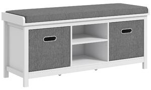 HOMCOM Panca Scarpiera con Ripiano Regolabile a 3 Livelli e 2 Cassetti, in Truciolato, 105x35x47 cm, Bianca e Grigia|Aosom