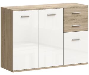 HOMCOM Credenza Moderna con 3 Armadietti e 2 Cassetti, in Legno, 106x35x76 cm, Color Legno | Aosom Italy