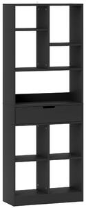 HOMCOM Libreria Moderna in Legno con Cassetto Centrale e Kit Antiribaltamento, 60x26x158 cm, Nero | Aosom Italy