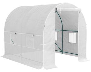 Outsunny Serra da Giardino a Tunnel con Telaio in Acciaio e 4 Finestre in PE 2.5x2x2m, Bianco | Aosom Italy