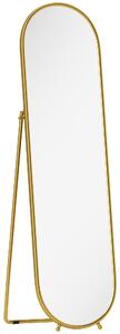HOMCOM Specchio a Figura Intera da Terra con Supporto Pieghevole, Vetro e Metallo, 50x4x180 cm, Oro | Aosom Italy