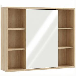 HOMCOM Armadietto con Specchio in MDF e Truciolato con 3 Ripiani Laterali e Ripiano Regolabile Interno, 60x14.5x49.4 cm | Aosom Italy