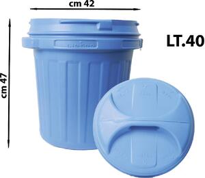 NUOVA PLASTICA ADRIATICA Bidone Spazzatura Pattumiera Rifiuti 40 Litri con Coperchio colore Azzurro - A002210