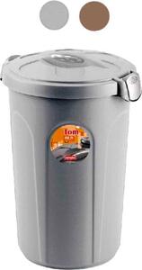 STEFANPLAST Bidone Spazzatura Pattumiera Rifiuti con Coperchio e Manici Capacit 46 Litri 44x40x61h cm colore Tortora - 70526 Tom