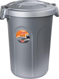STEFANPLAST Bidone Spazzatura Pattumiera Rifiuti con Coperchio e Manici Capacit 46 Litri 45x40x61h cm colore Grigio - 70500