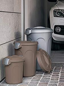 STEFANPLAST Bidone Spazzatura Pattumiera Rifiuti con Coperchio e Manici Capacit 23 Litri 37x32x46h cm colore Tortora - 70325 Jerry