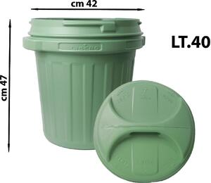 NUOVA PLASTICA ADRIATICA Bidone Spazzatura Pattumiera Rifiuti 40 Litri con Coperchio colore Verde - A002203